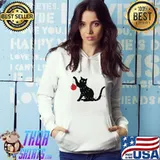 Black cat with lights christmas s Hoodie