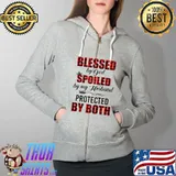 Blessed by God Spoiled by My Husband Protected by Both Raglan Baseball T-s Full Zip Hooded