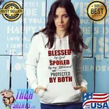 Blessed by God Spoiled by My Husband Protected by Both Raglan Baseball T-s Hoodie