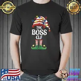 Boss Elf Lights Funny Matching Family Christmas Party Pajama T-Shirt