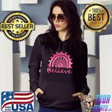Breast Cancer Awareness Boho Rainbow Believe Shirt Hoodie