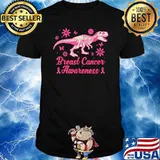 Breast Cancer Awareness Dinosaurs Trex Dino Skeleton Pink T-Shirt