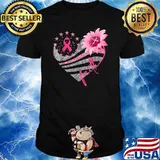 Breast Cancer Awareness Heart Sun flower faith bling bling T-Shirt