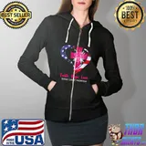 Breast Cancer Awareness The Pink Cross Faith Hope Love America Flag Shirt Full Zip Hooded