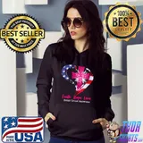 Breast Cancer Awareness The Pink Cross Faith Hope Love America Flag Shirt Hoodie