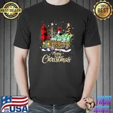 Buffalo Plaid Christmas Red Truck Christmas Tree Lights Snow T-Shirt