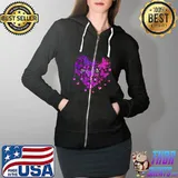 Butterfly Heart Breast Cancer - Domestic Violence Awareness T-s Full Zip Hooded