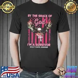 By The Grace Of God I'm A Survivor Breast Cancer Awareness America Flag Shirt