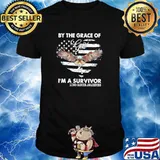 By the grace of god im a survivor lung cancer awareness eagle american flag shirt
