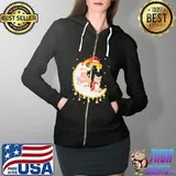 Cat sitting on moon Christmas Shirt Full Zip Hooded