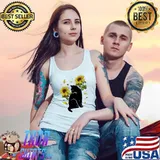 Cat Sunflower Christmas Tree Sun Flower Cat Lover Shirt Tank Top