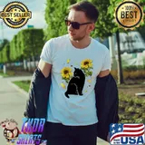 Cat Sunflower Christmas Tree Sun Flower Cat Lover Shirt