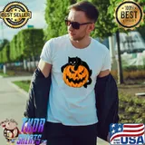 Cats Pumpkin Carved Jack O Lantern Cat Halloween Costume T-Shirt