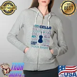 Cello Scroll Minor Finger Board Accent Line Half Note Your Name Shirt Full Zip Hooded