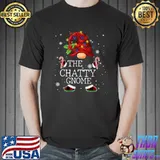 Chatty Gnome Buffalo Plaid Christmas Tree Light T-Shirt Unisex