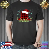 Christmas Buffalo Plaid Pug Shirt Christmas Dog Santa Pajama T-Shirt Unisex