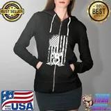 Compound Bow Hunting Gear American Flag Deer and Arrows Arch T-Shirt Full Zip Hooded