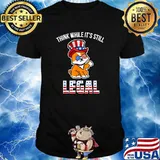 Corgi Think While It's Still Legal United States Flag Corgi T-Shirt