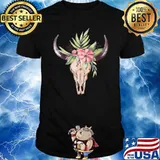 Cow Head Skull Buffalo Bull Floral Animal Lovers Gift T-shirt