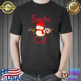 Cute cat with a scarf Santa pet gift for homies T-Shirt