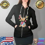 Cute French Bulldog Frenchie Christmas Reindeer s Full Zip Hooded