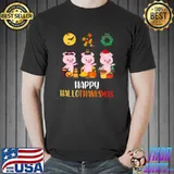 Cute Pig Halloween Christmas Piglet Happy Hallothanksmas Pig Premium T-Shirt