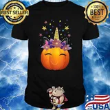 Cute Unicorn Pumpkin shirt for women Halloween Thanksgiving T-Shirt