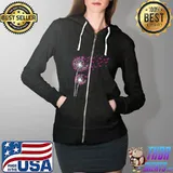 Dandelions Faith Hopes Love Breast Cancer Awareness Flower T-Shirt Full Zip Hooded