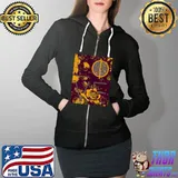 Dark Peace Love Flower Shirt Full Zip Hooded
