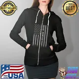 Duck Hunter American Flag T-Shirt Full Zip Hooded