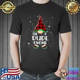 Dude Gnome Buffalo Plaid Matching Christmas Pajama T-Shirt Unisex