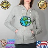 Earth Spinning Planet Axis North South Pole Raglan Baseball T-s Full Zip Hooded