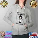 Easily Distracted By Anime and Sketching Anime Girl Drawing T-Shirt Full Zip Hooded