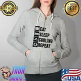 Eat Sleep Curling Repeat Curling Spiel Damen Herren T-Shirt Full Zip Hooded