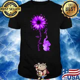 Elephants Domestic Violence Awareness Purple Sunflower T-Shirt