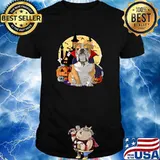 English Bulldog Vampire Dog Halloween Witch Pumpkin T-Shirt