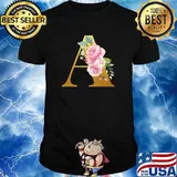 Floral Monogram Floral Letter A T-Shirt