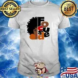 Focused The Curly Haired Girl With Orange Earrings Shirt
