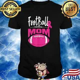 Football Mom Breast Cancer Awareness Pink Ribbon T-Shirt