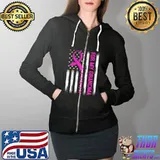 For My Grandma Breast Cancer Awareness Flag Pink Ribbon T-s Full Zip Hooded