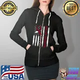 For My Grandpa Head & Neck Cancer Awareness Flag Premium T-Shirt Full Zip Hooded