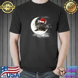 French Bulldog Santa Hat Snowman Santa Under Moonlight Xmas T-Shirt