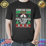Frenchie Dog Leave Paw Prints On Heart Christmas Gift s Unisex