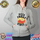 Friday Pizza Vibes Foodie Pizza Lover Zen Ying Yang Food T-Shirt Full Zip Hooded