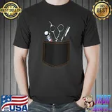 Funny Barbershop Accessories In Pocket Hair Cutter Barber T-Shirt