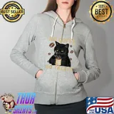 Funny Black Cat No Coffee No Talkee Sarcastic Saying T-Shirt Full Zip Hooded