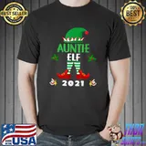 Funny Elf Family And Auntie Christmas Holiday Group Pajama T-Shirt
