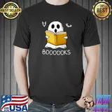 Funny Halloween Ghost Reading Books Librarian Halloween T-shirt