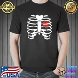 Funny Lazy Halloween Costume 2021 Skeleton Heart Ribcage T-Shirt