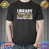 Funny Library Art For Men Women Bookworm Reading Book Lovers T-Shirt